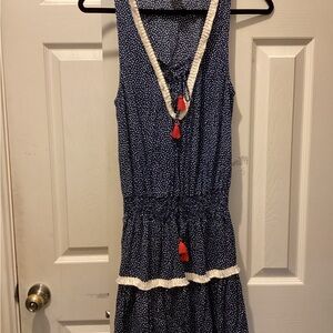 Daniel Cremieux Blue and White Patterned Dress